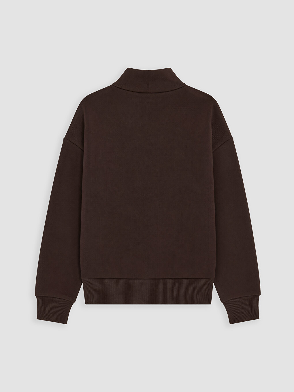 Kahverengi Fermuarlı Dik Yaka Kız Çocuk Sweatshirt-2