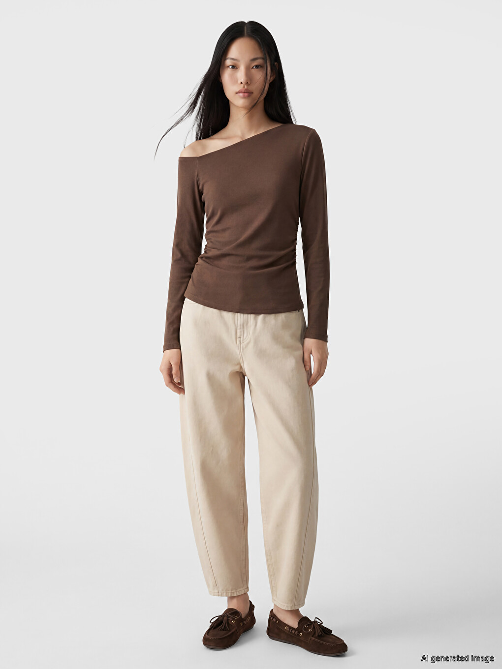 Slash Neck Ribbed Blouse-1