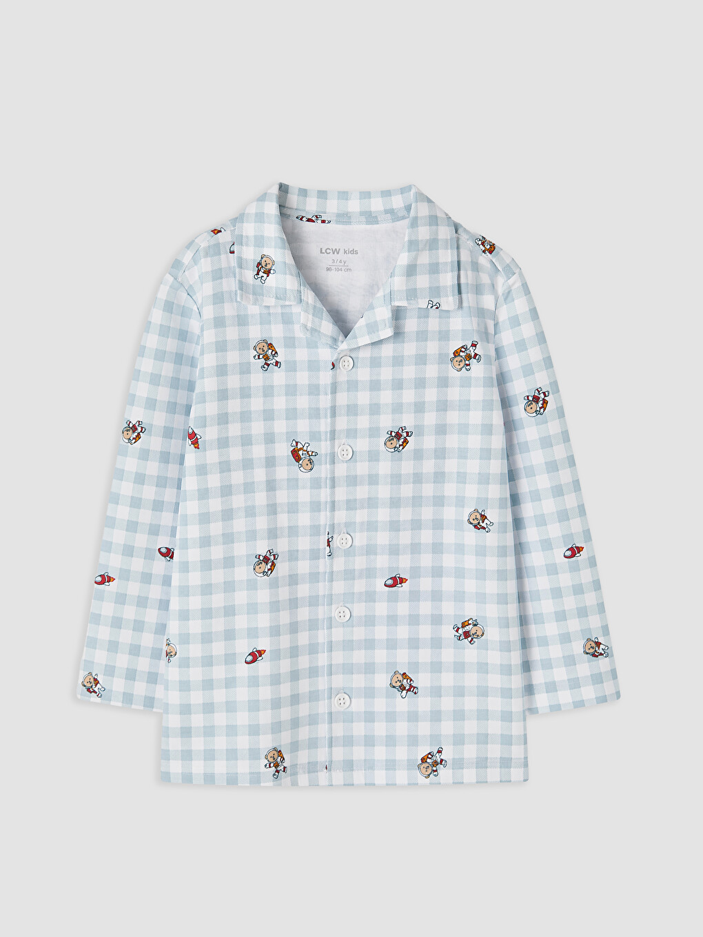 Mavi Gömlek Yaka Erkek Çocuk Pijama Takım-1