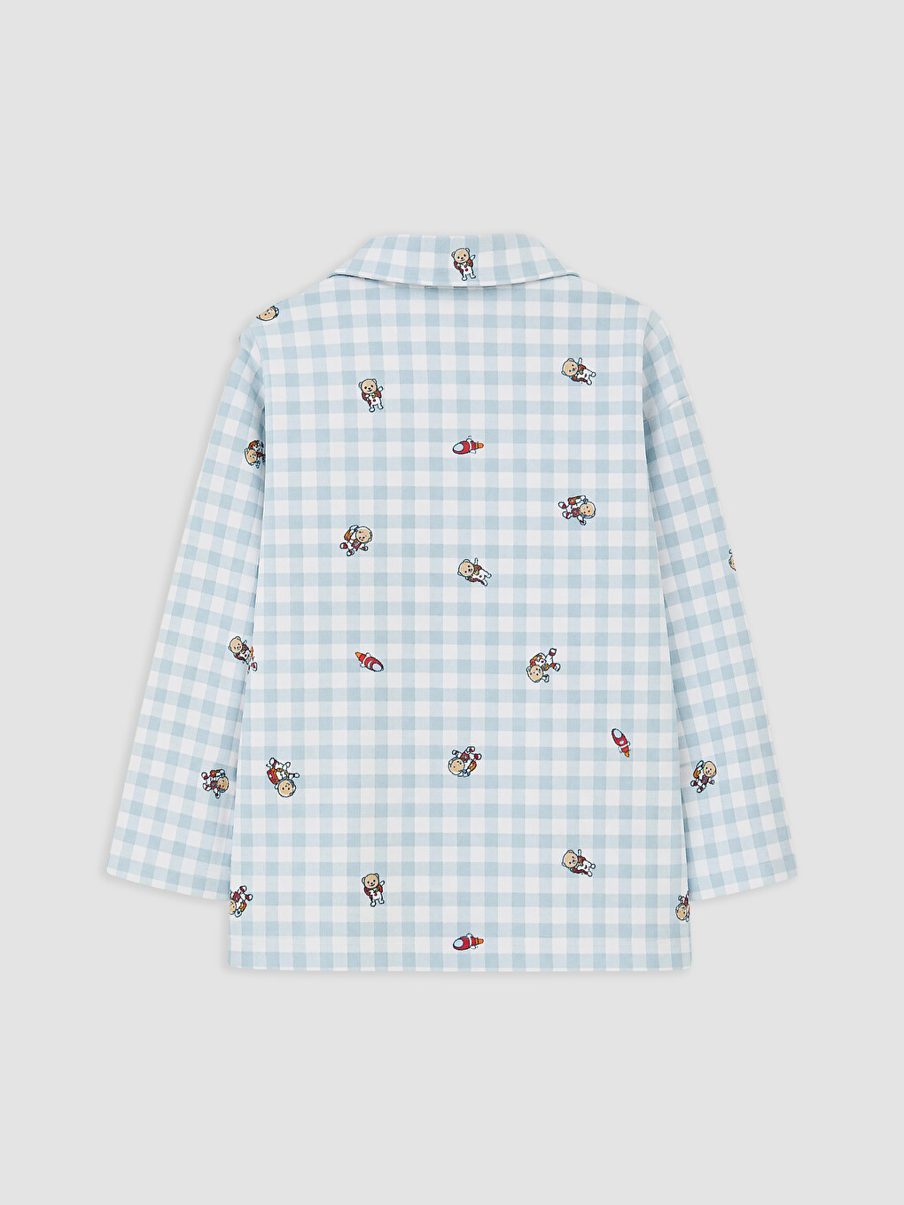 Mavi Gömlek Yaka Erkek Çocuk Pijama Takım-2