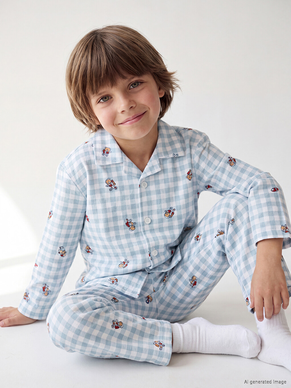 Collared Neck Boys' Pyjamas Set-1