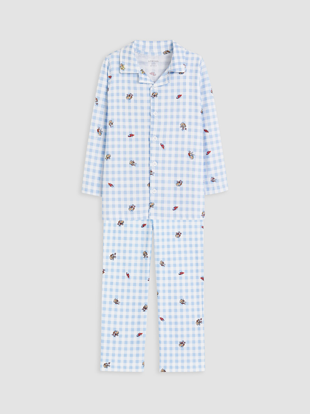 Mavi Gömlek Yaka Erkek Çocuk Pijama Takım-2
