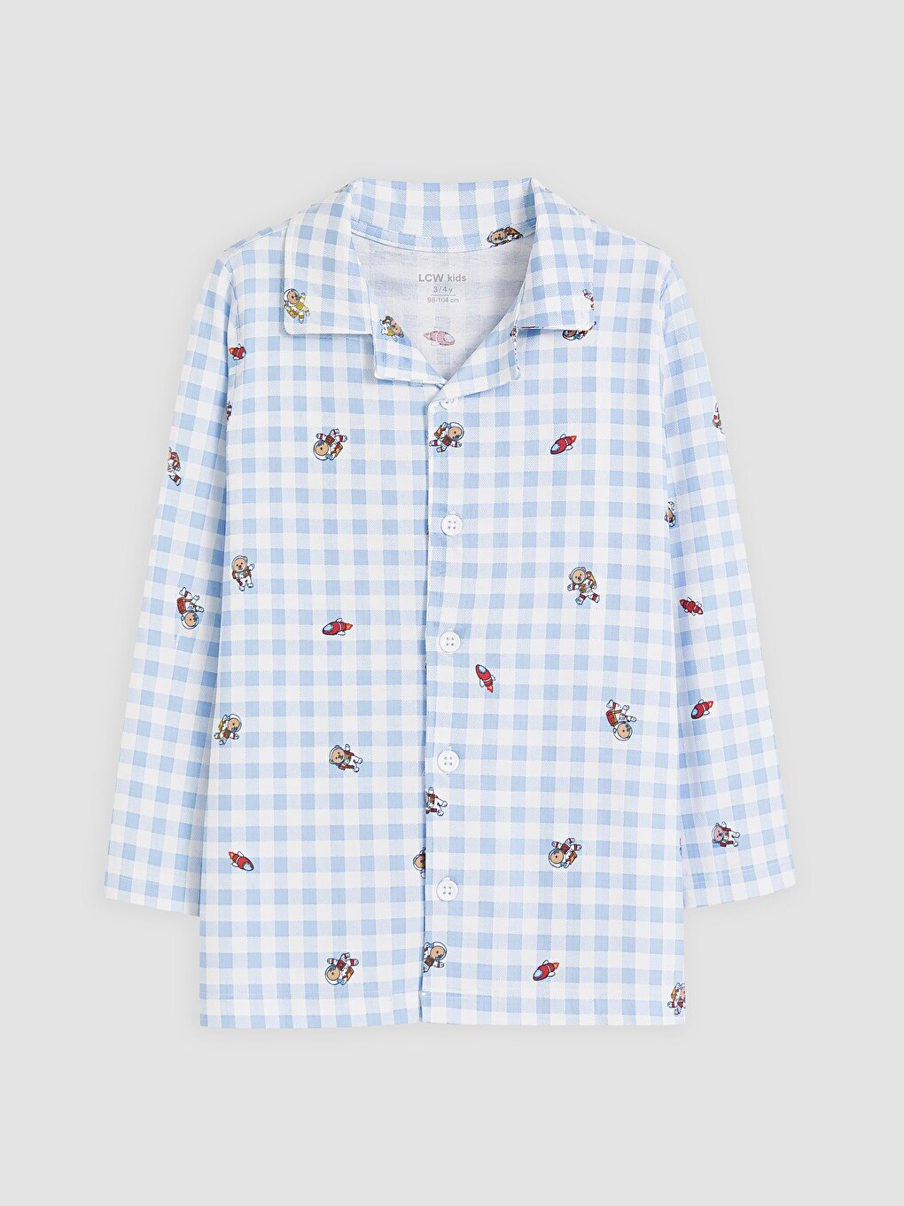 Mavi Gömlek Yaka Erkek Çocuk Pijama Takım-3