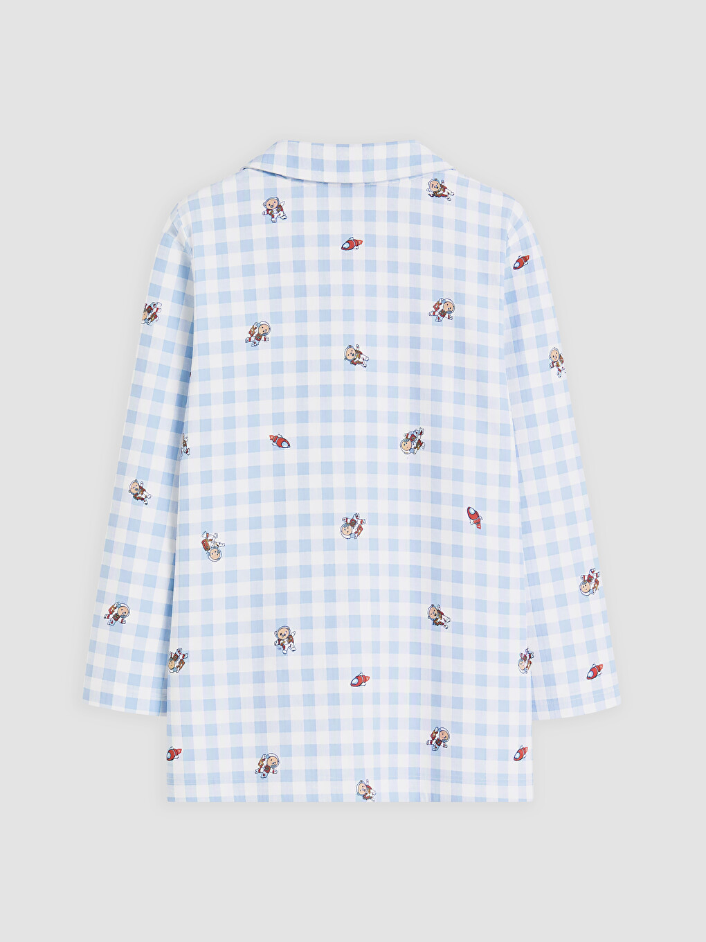 Mavi Gömlek Yaka Erkek Çocuk Pijama Takım-5
