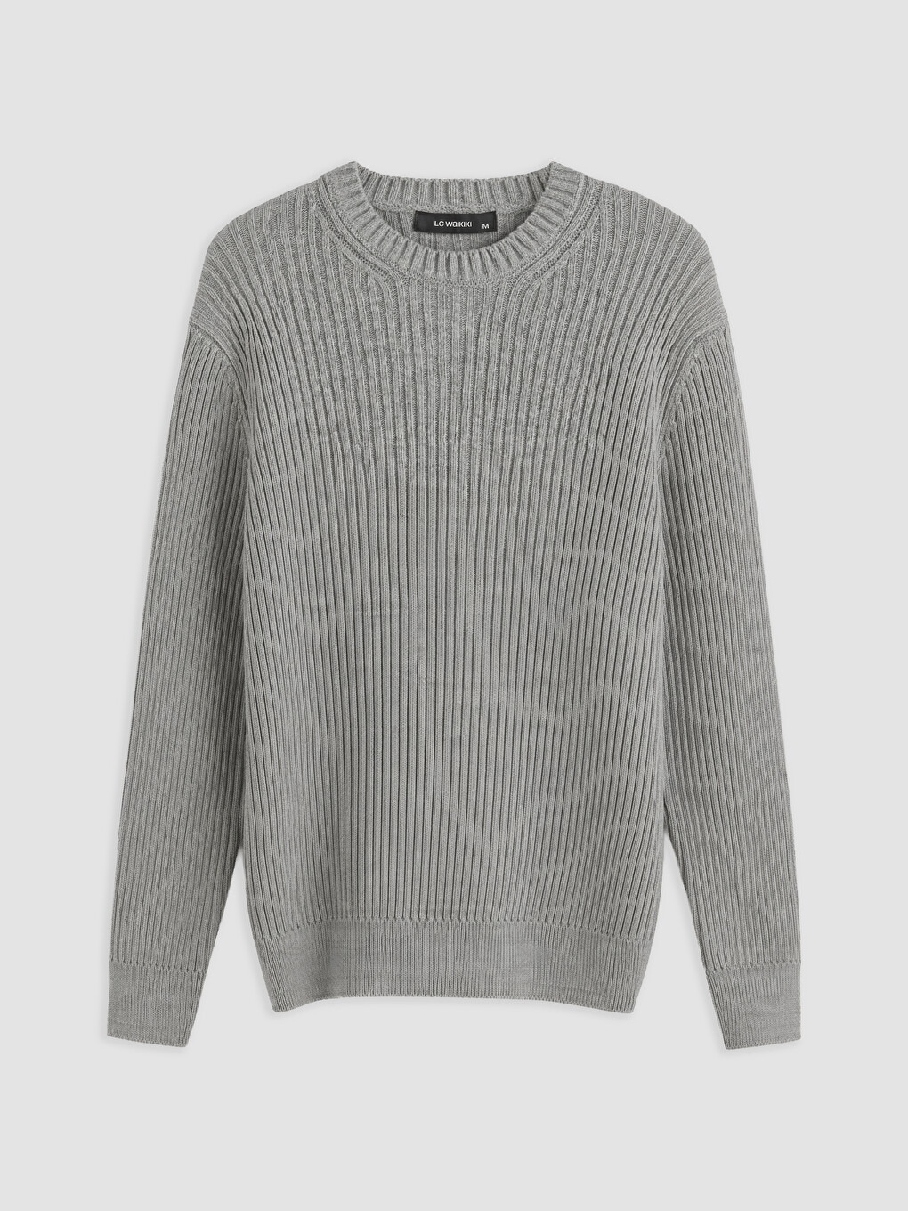 Pull En Maille Côtelée À Col Rond Pour Homme-3