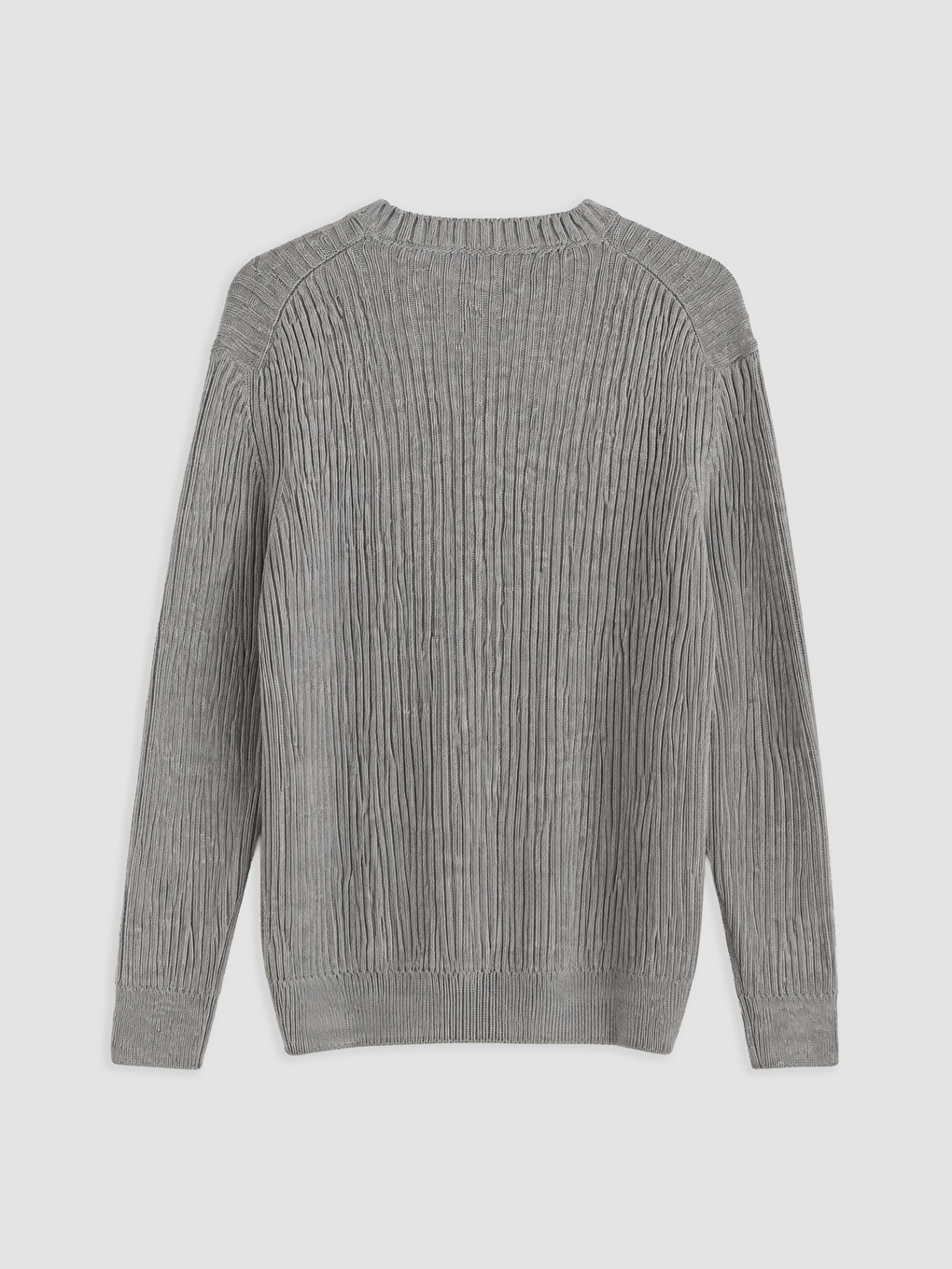 Pull En Maille Côtelée À Col Rond Pour Homme-4
