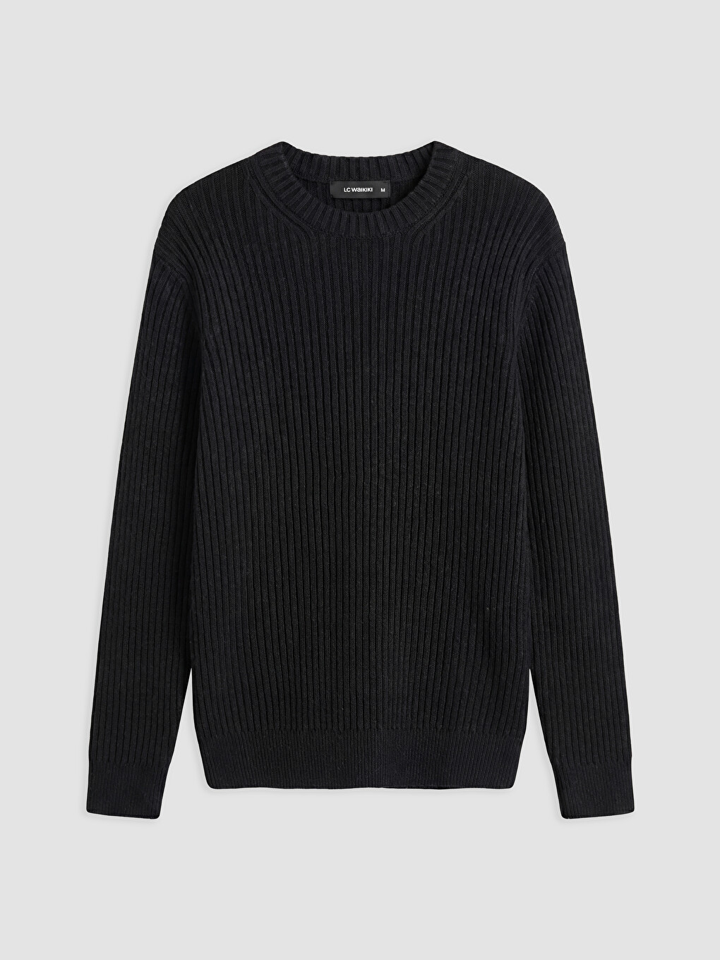 Pull En Maille Côtelée À Col Rond Pour Homme-3