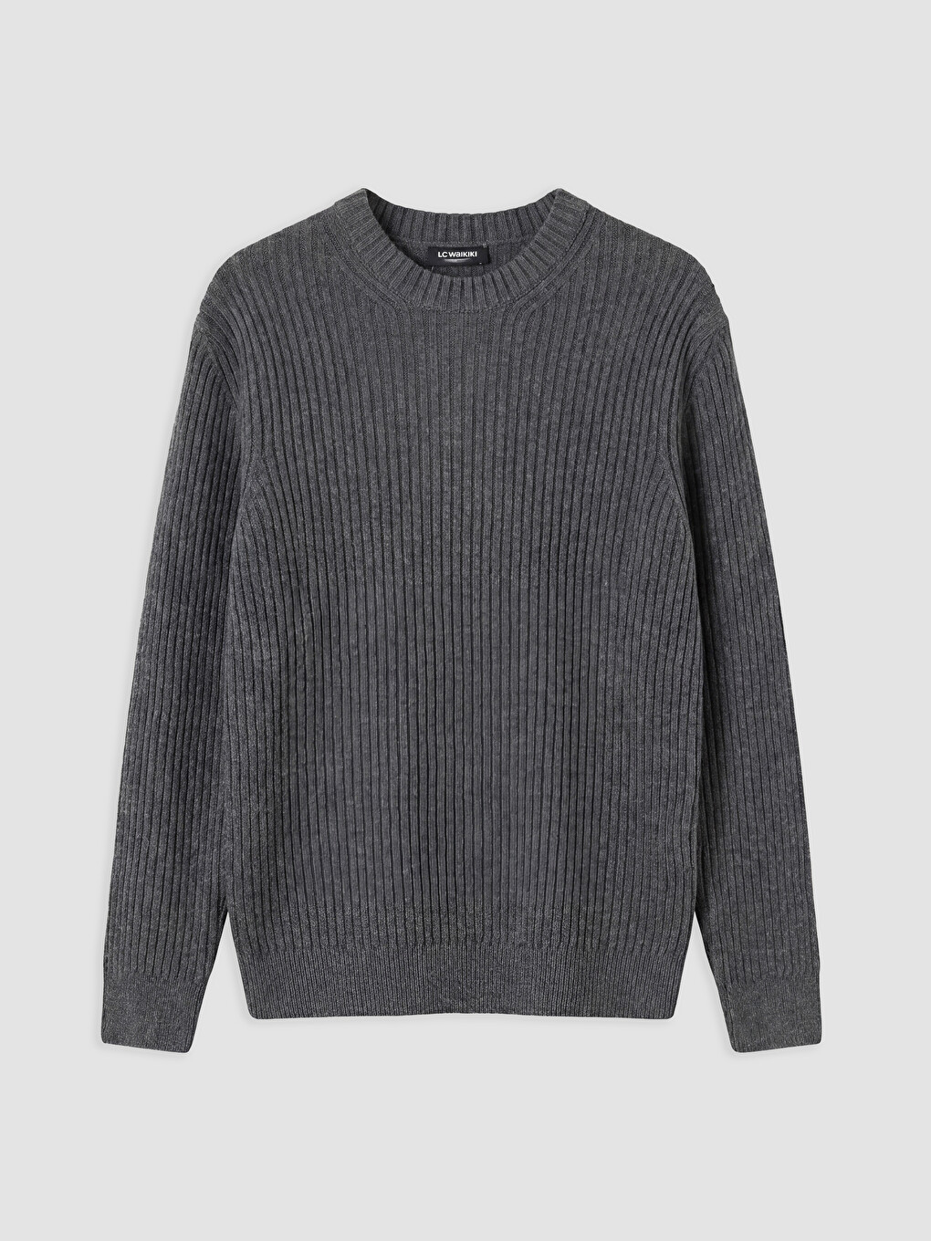 Pull En Maille Côtelée À Col Rond Pour Homme-4