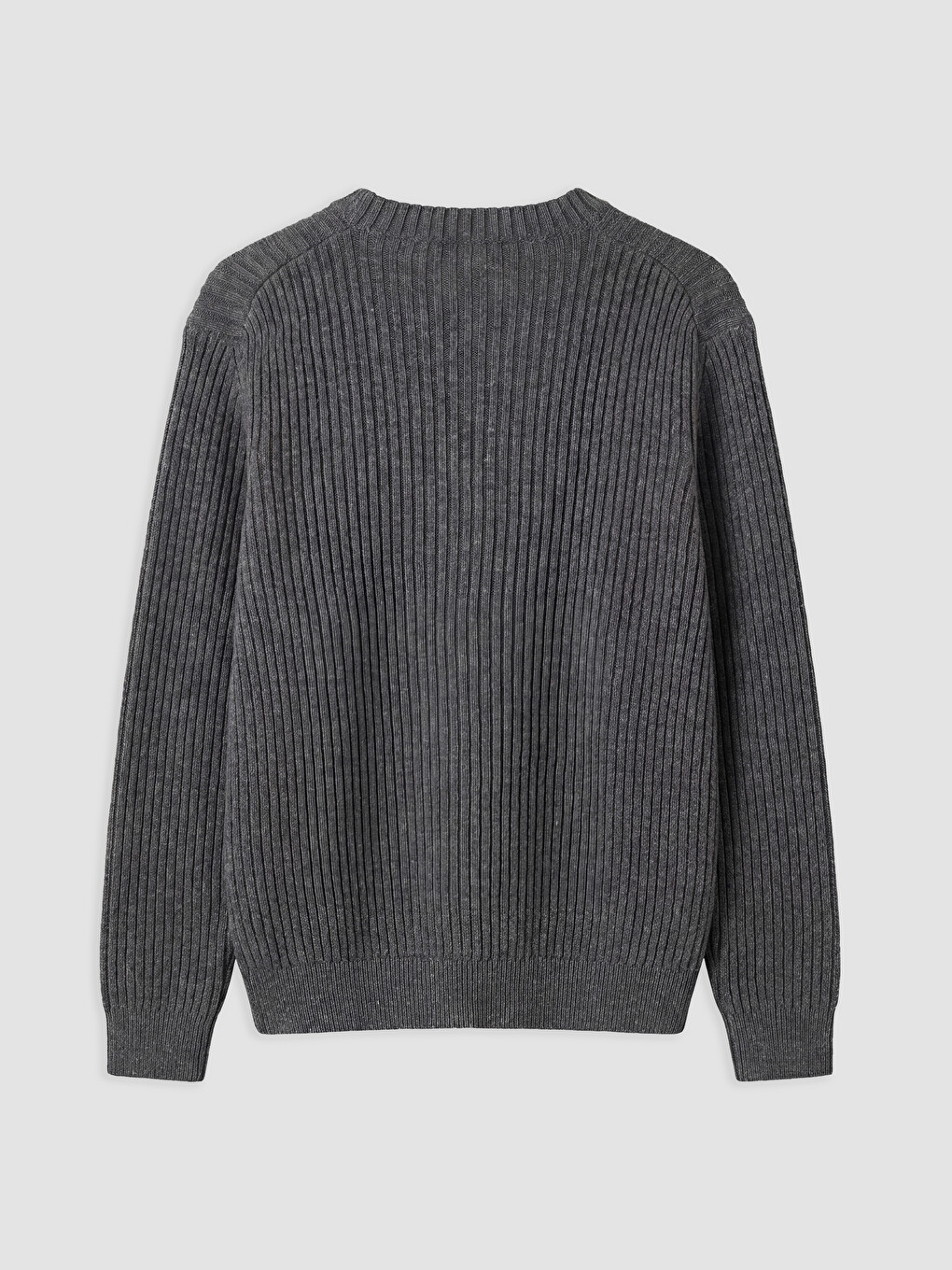 Pull En Maille Côtelée À Col Rond Pour Homme-5