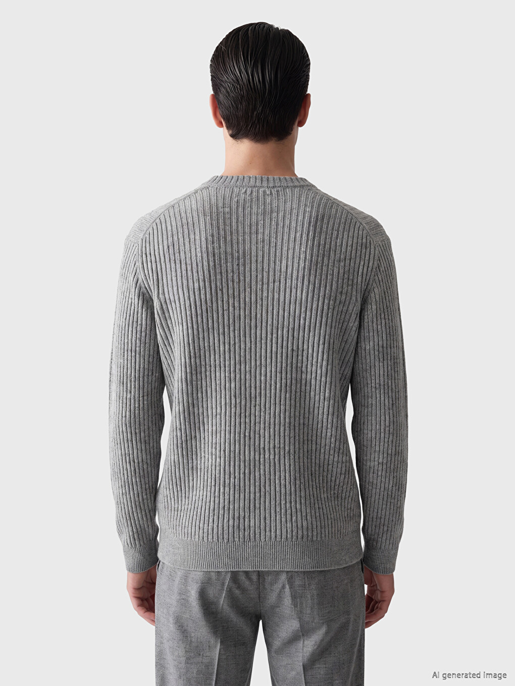 Pull En Maille Côtelée À Col Rond Pour Homme-2