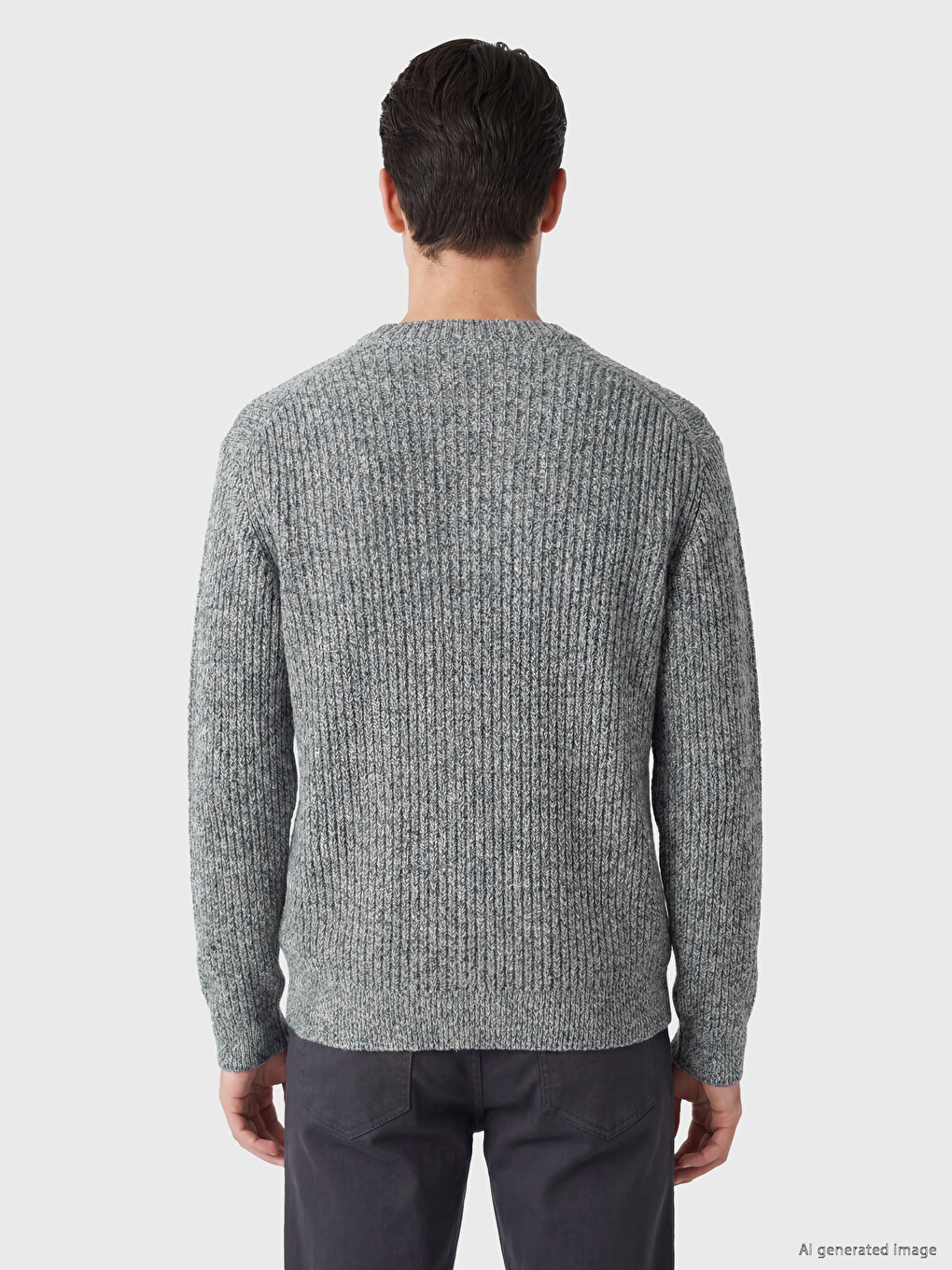Crew Neck Ribbed Men's Knitwear Sweater-3