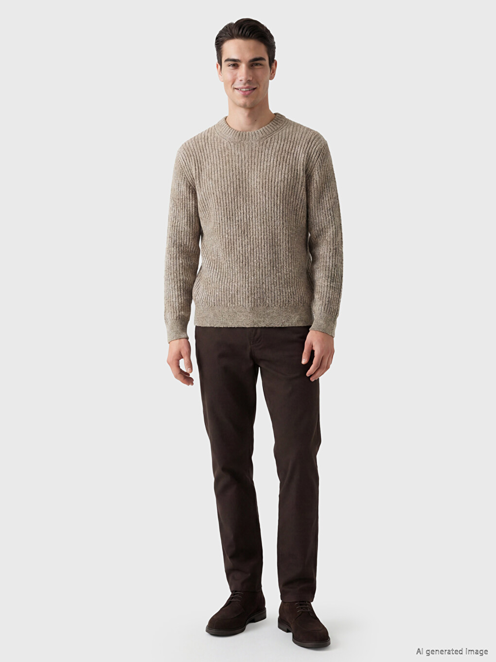 Crew Neck Ribbed Men's Knitwear Sweater-1