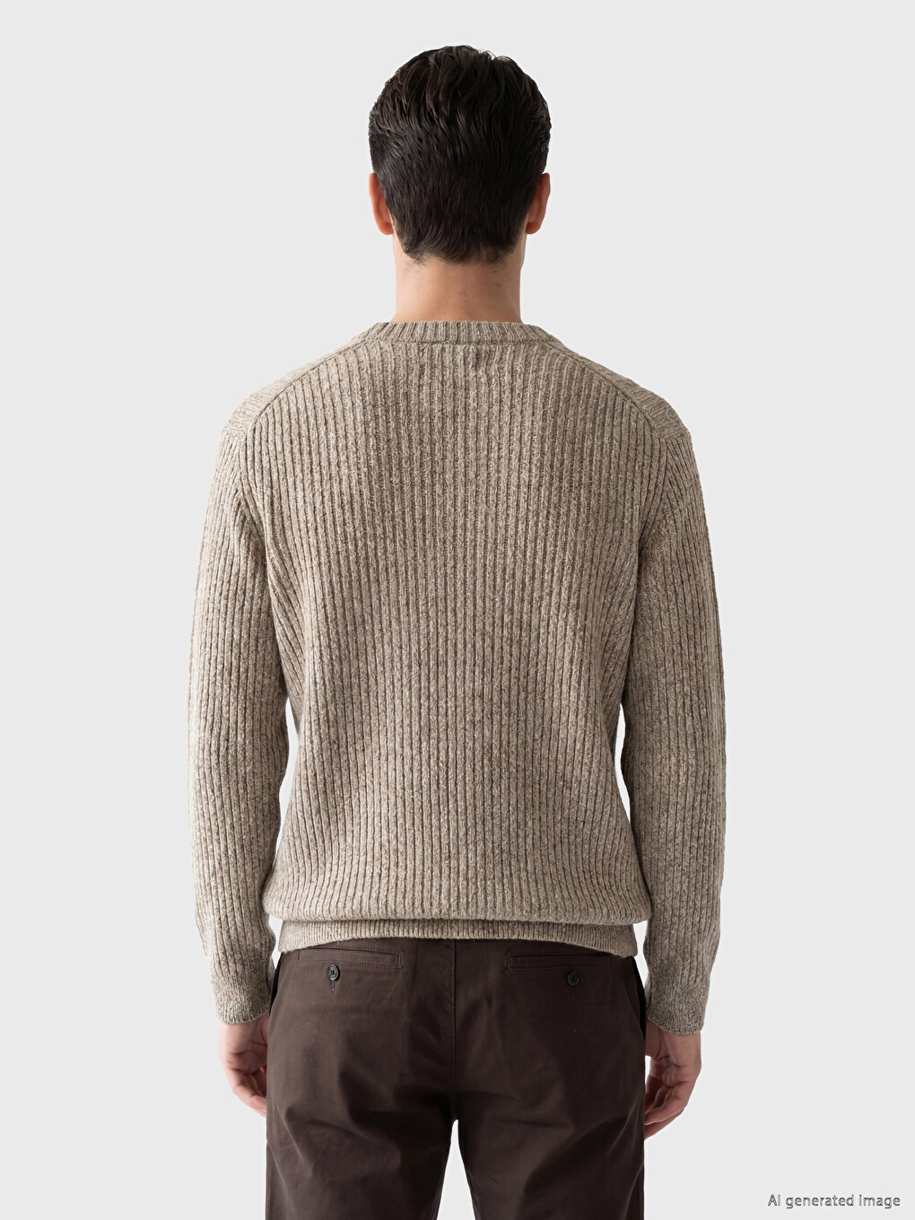 Crew Neck Ribbed Men's Knitwear Sweater-3