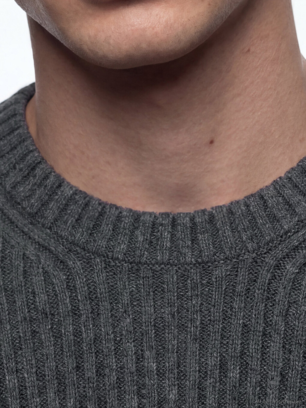 Pull En Maille Côtelée À Col Rond Pour Homme-2