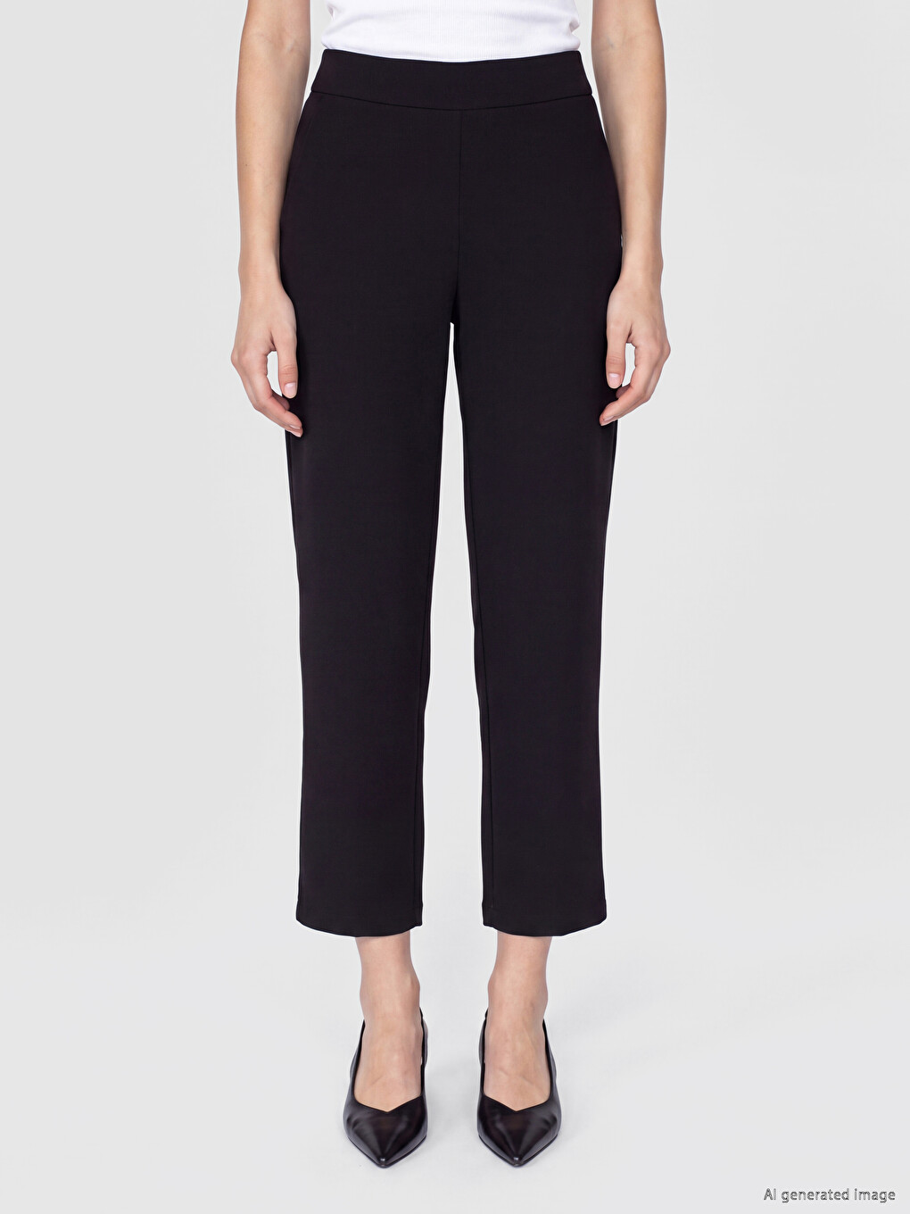 Ženske Pletene Pantalone Sa Elastičnim Strukom Regular Fit-1