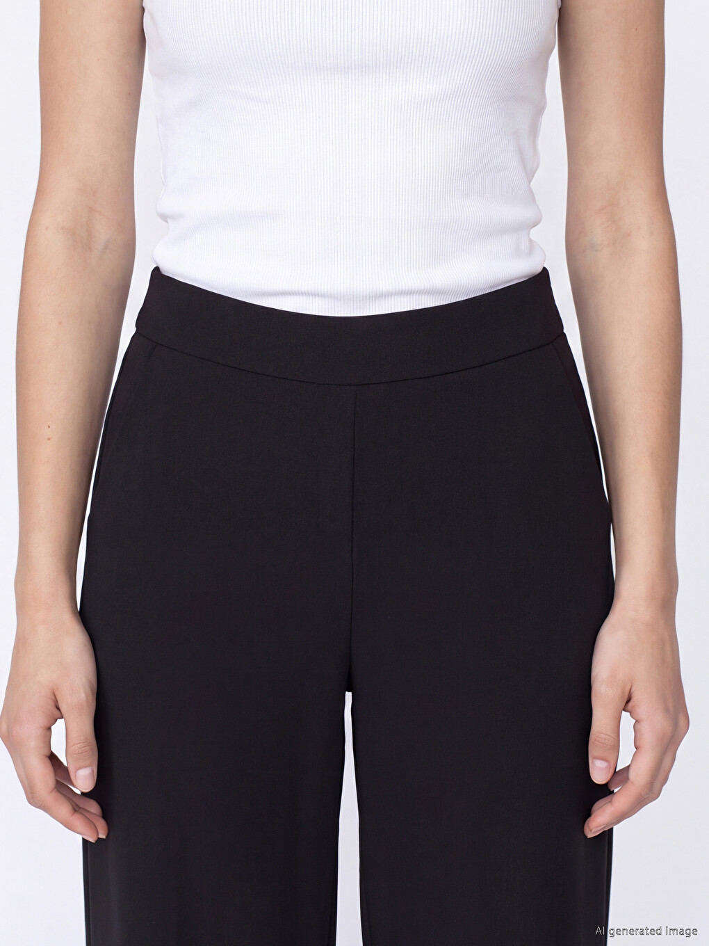 Ženske Pletene Pantalone Sa Elastičnim Strukom Regular Fit-2