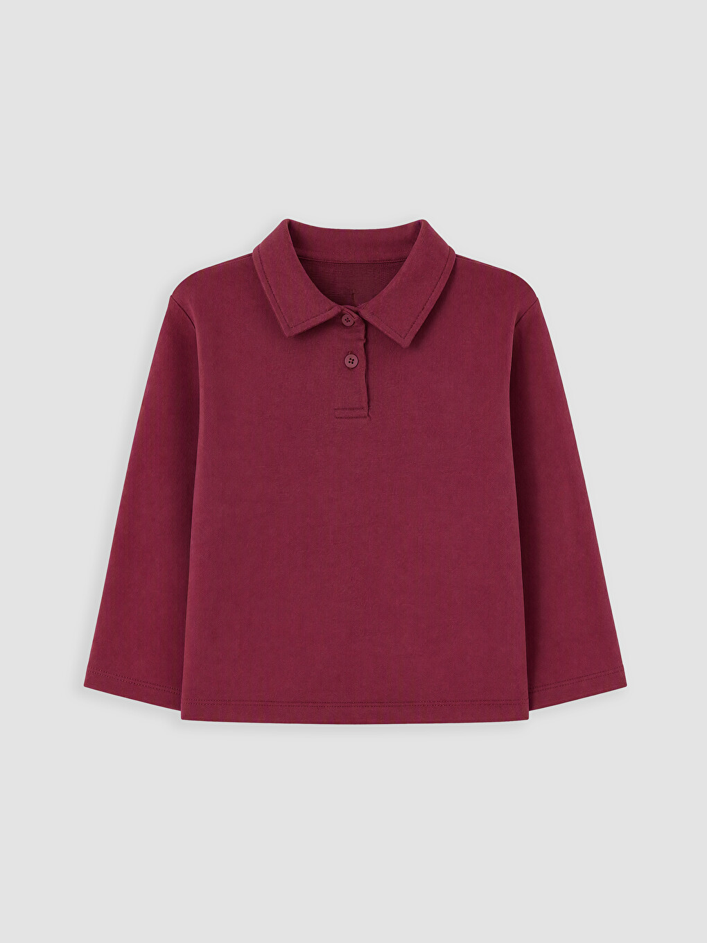 Bordo Polo Yaka Kız Çocuk Sweatshirt