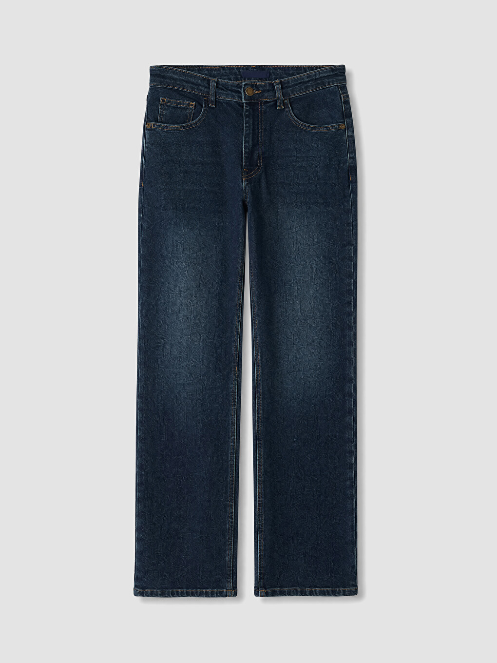 İndigo Yüksek Bel Straight Fit Kadın Jean Pantolon-4