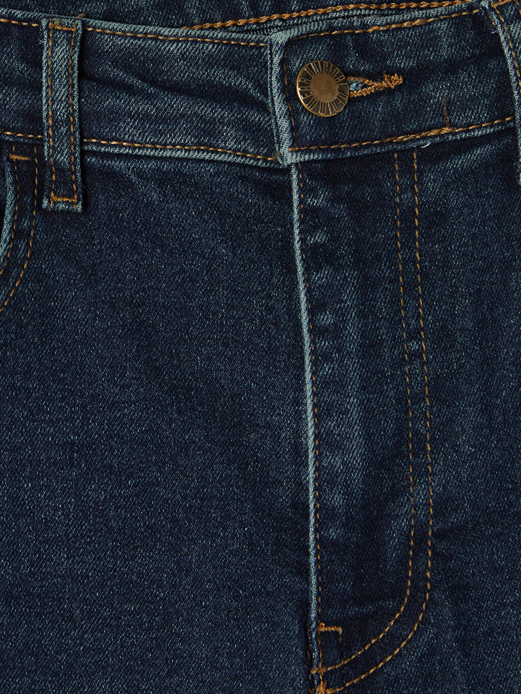 İndigo Yüksek Bel Straight Fit Kadın Jean Pantolon-5