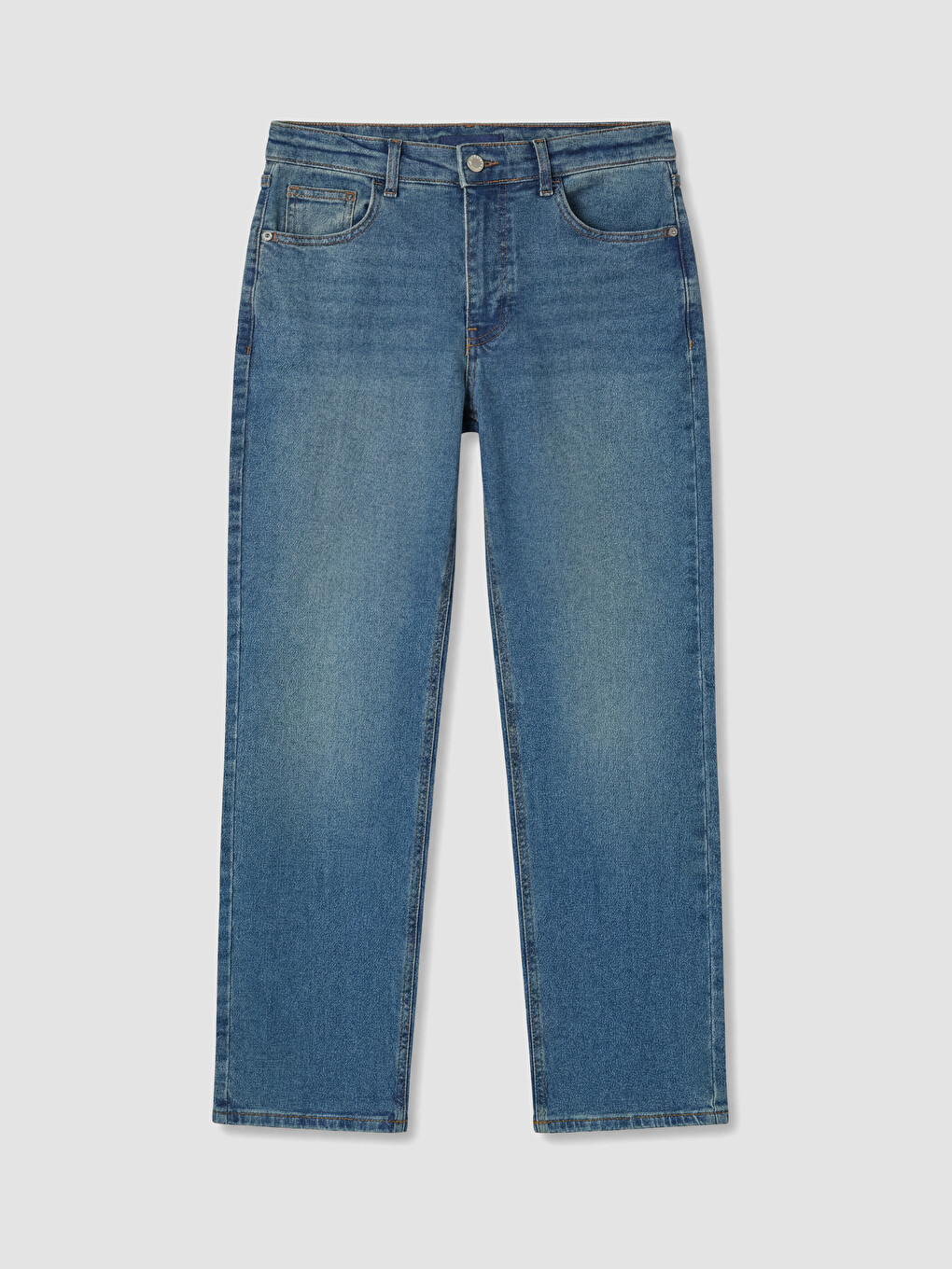 İndigo Yüksek Bel Straight Fit Kadın Jean Pantolon-4