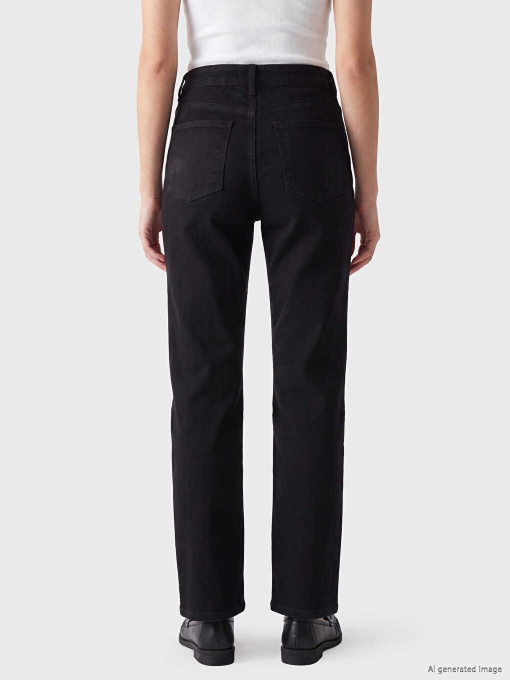 Siyah Straight Fit Kadın Jean Pantolon-3