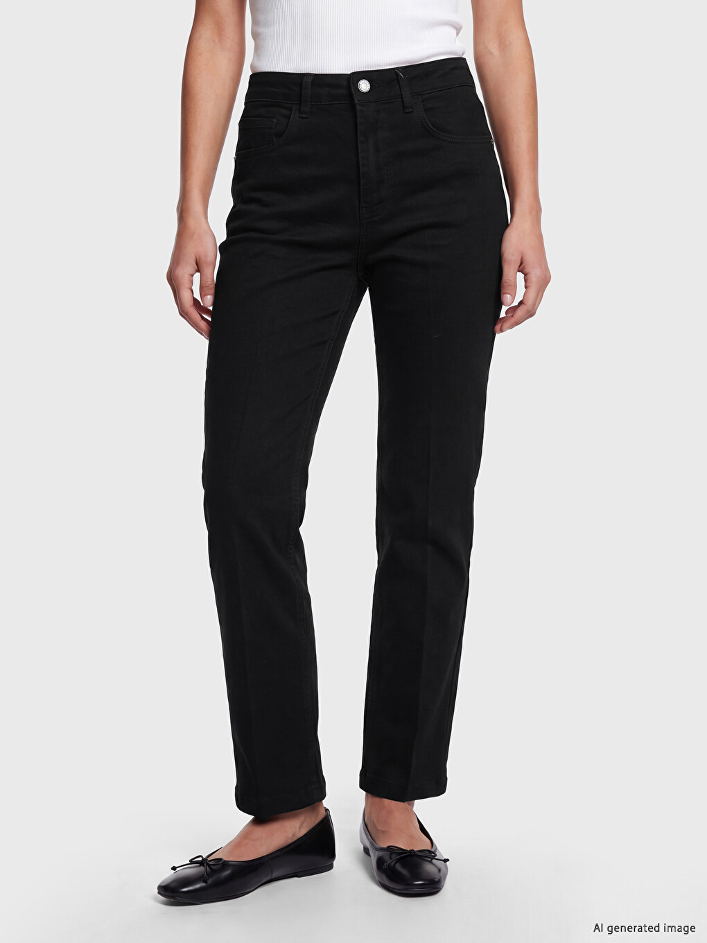 Siyah Slim Fit Kadın Jean Pantolon-1