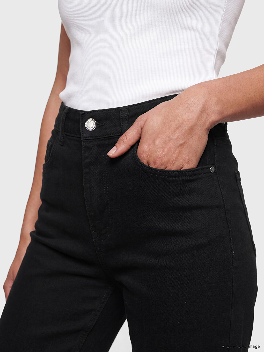Siyah Slim Fit Kadın Jean Pantolon-2