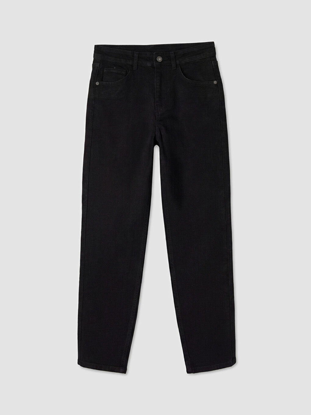 Siyah Mom Fit Kadın Jean Pantolon-4