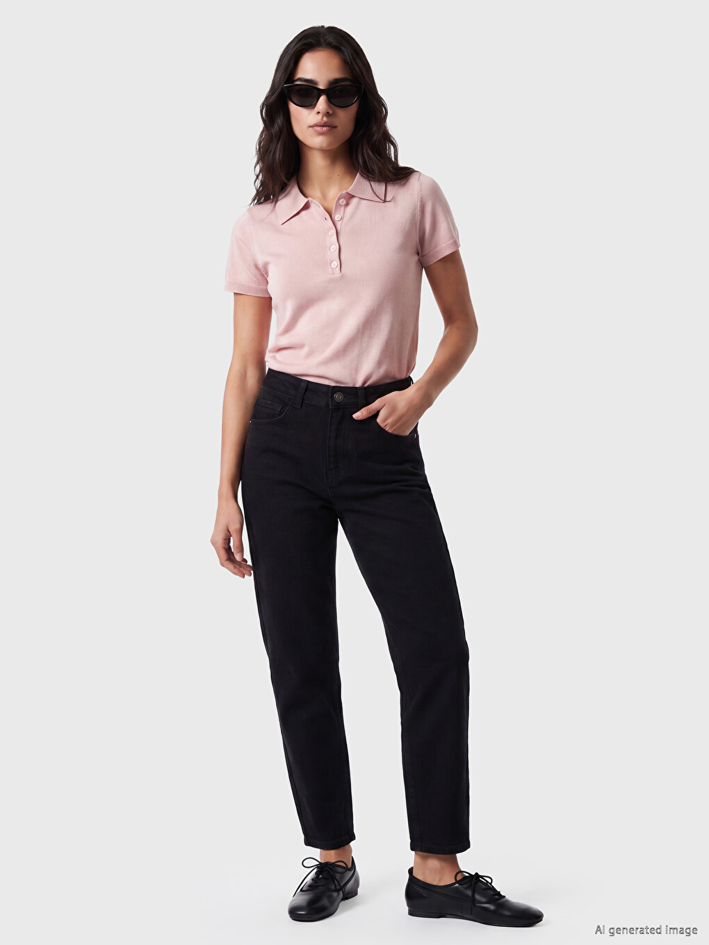 Siyah Mom Fit Kadın Jean Pantolon