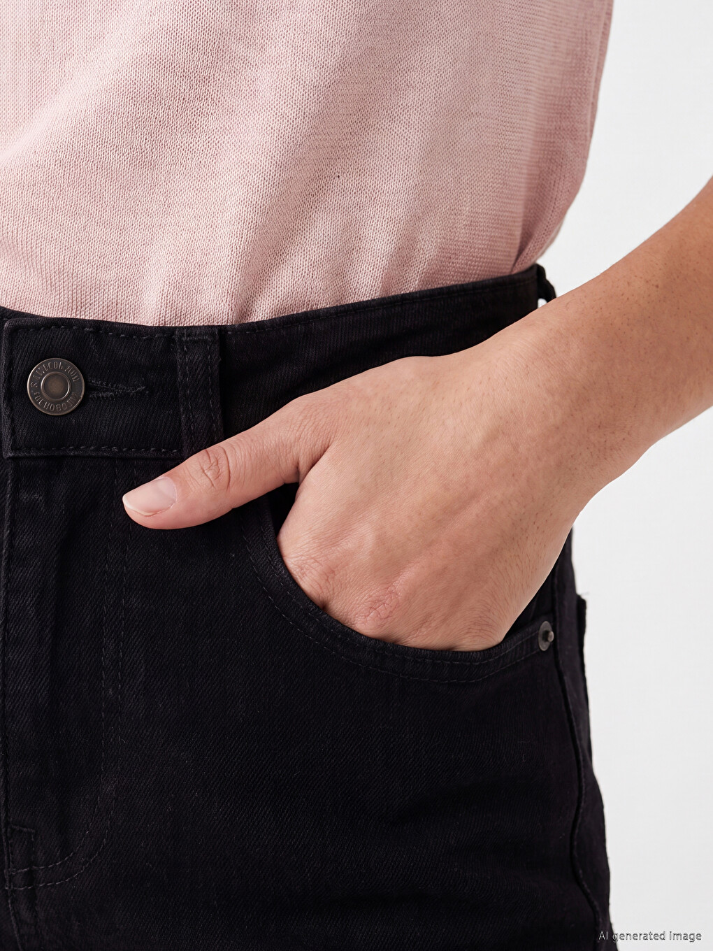 Siyah Mom Fit Kadın Jean Pantolon-2