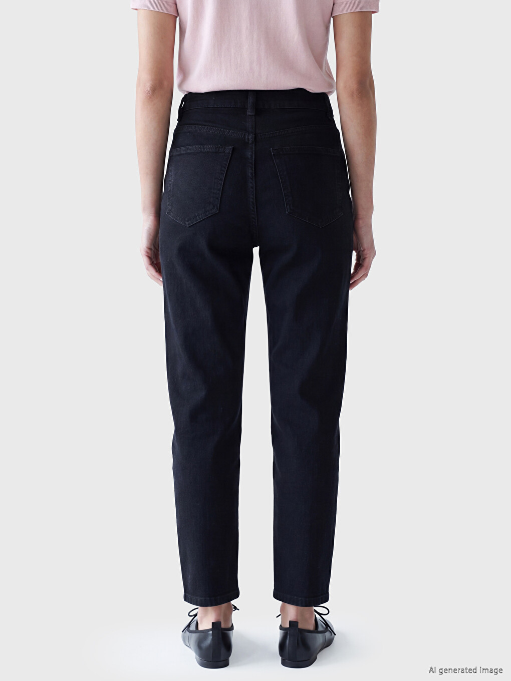 Siyah Mom Fit Kadın Jean Pantolon-3