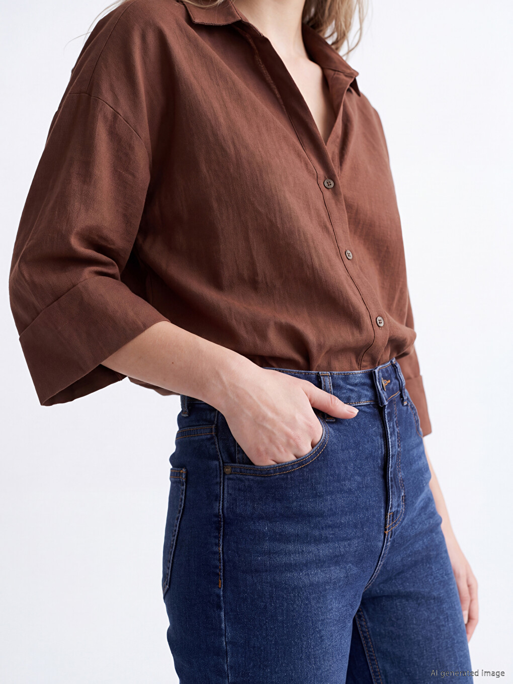 İndigo Mom Fit Kadın Jean Pantolon-2