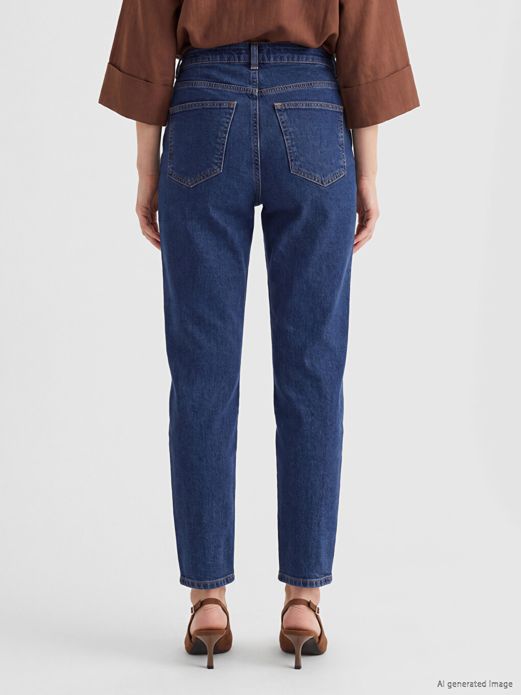 İndigo Mom Fit Kadın Jean Pantolon-3