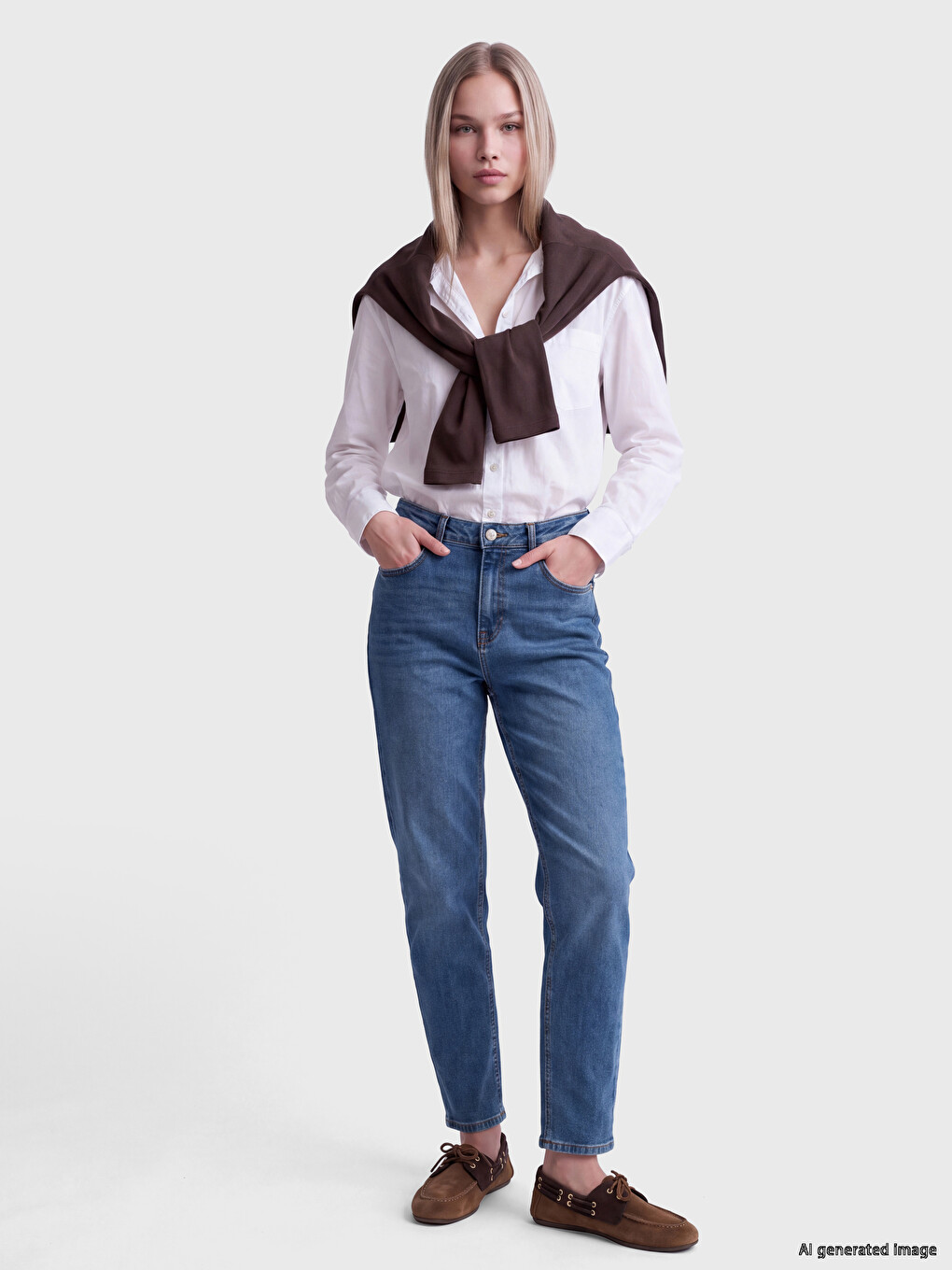 İndigo Mom Fit Kadın Jean Pantolon