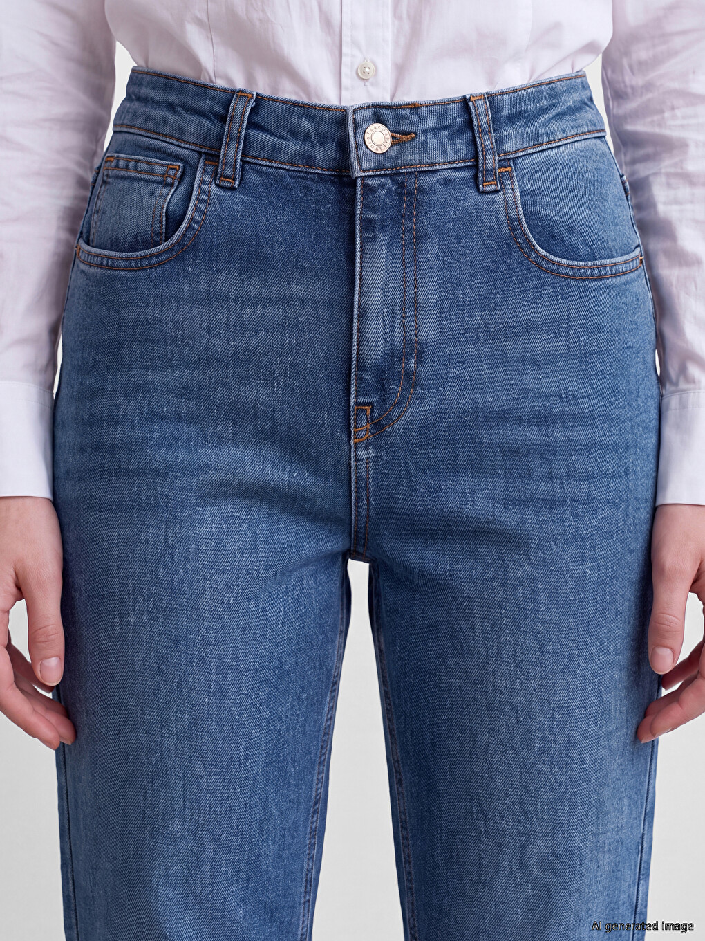 İndigo Mom Fit Kadın Jean Pantolon-2