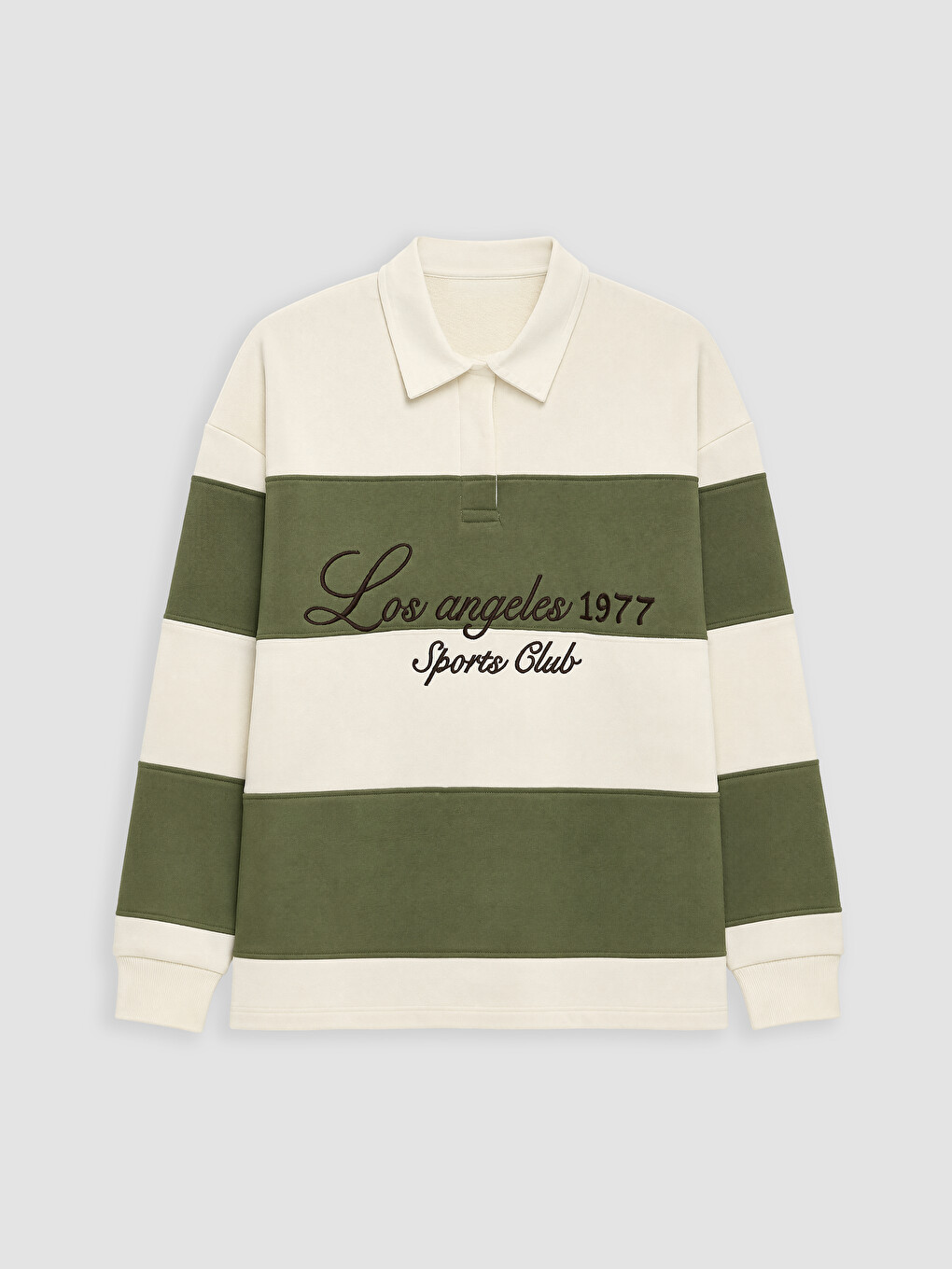 Polo Collar Embroidered Women's Sweatshirt-4