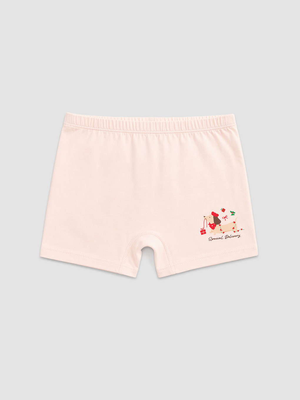 Ekru 3'lü Yeni Yıl Temalı Kız Çocuk Boxer-1
