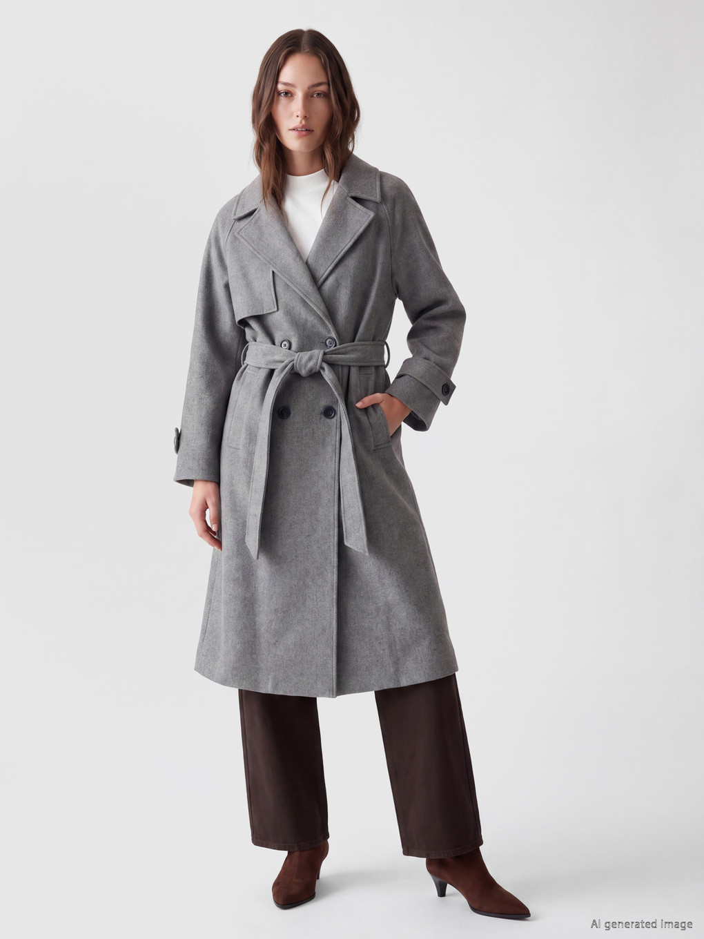 Double Breasted Collar Women's Cachet Overcoat-1