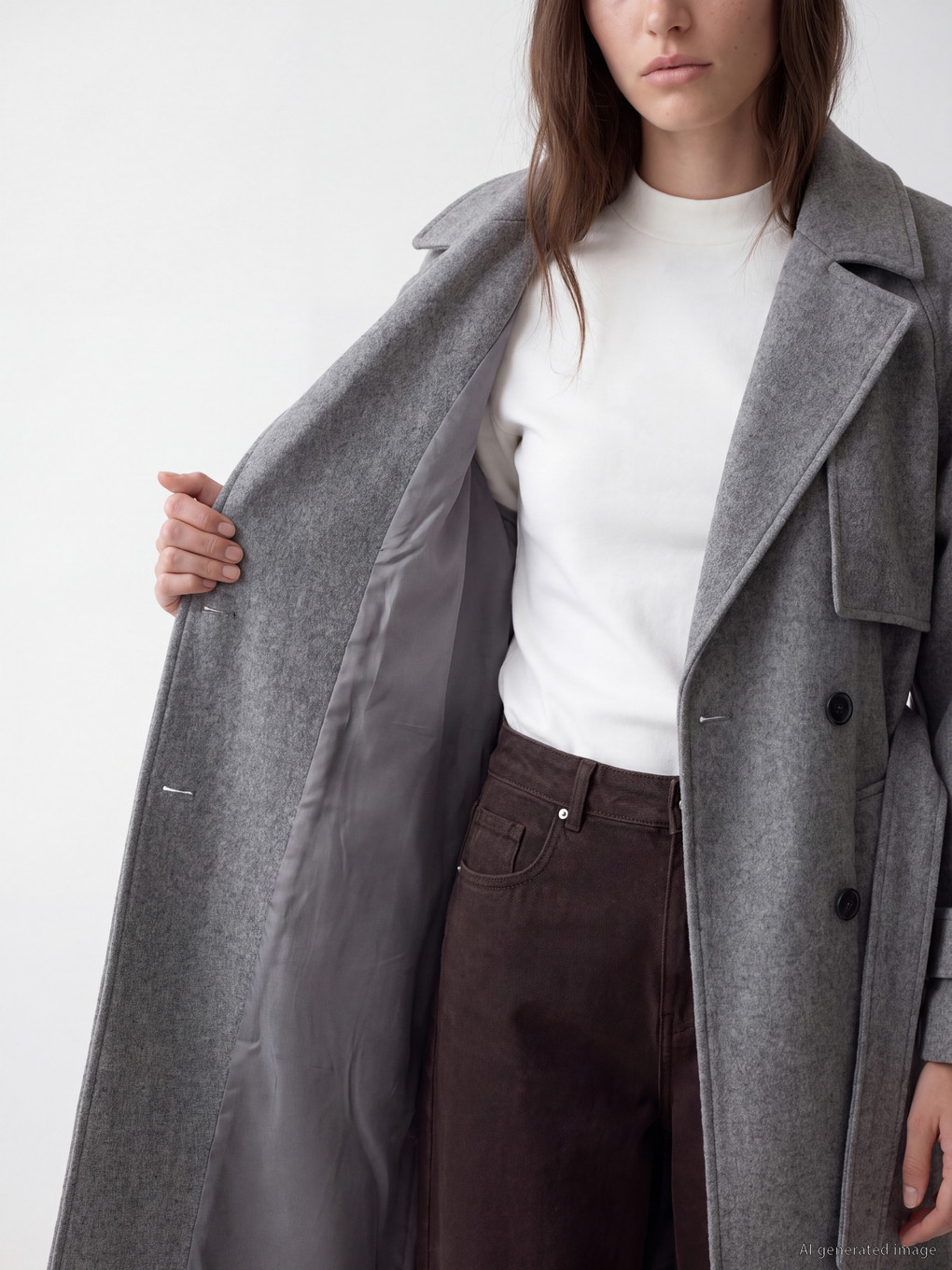 Double Breasted Collar Women's Cachet Overcoat-3