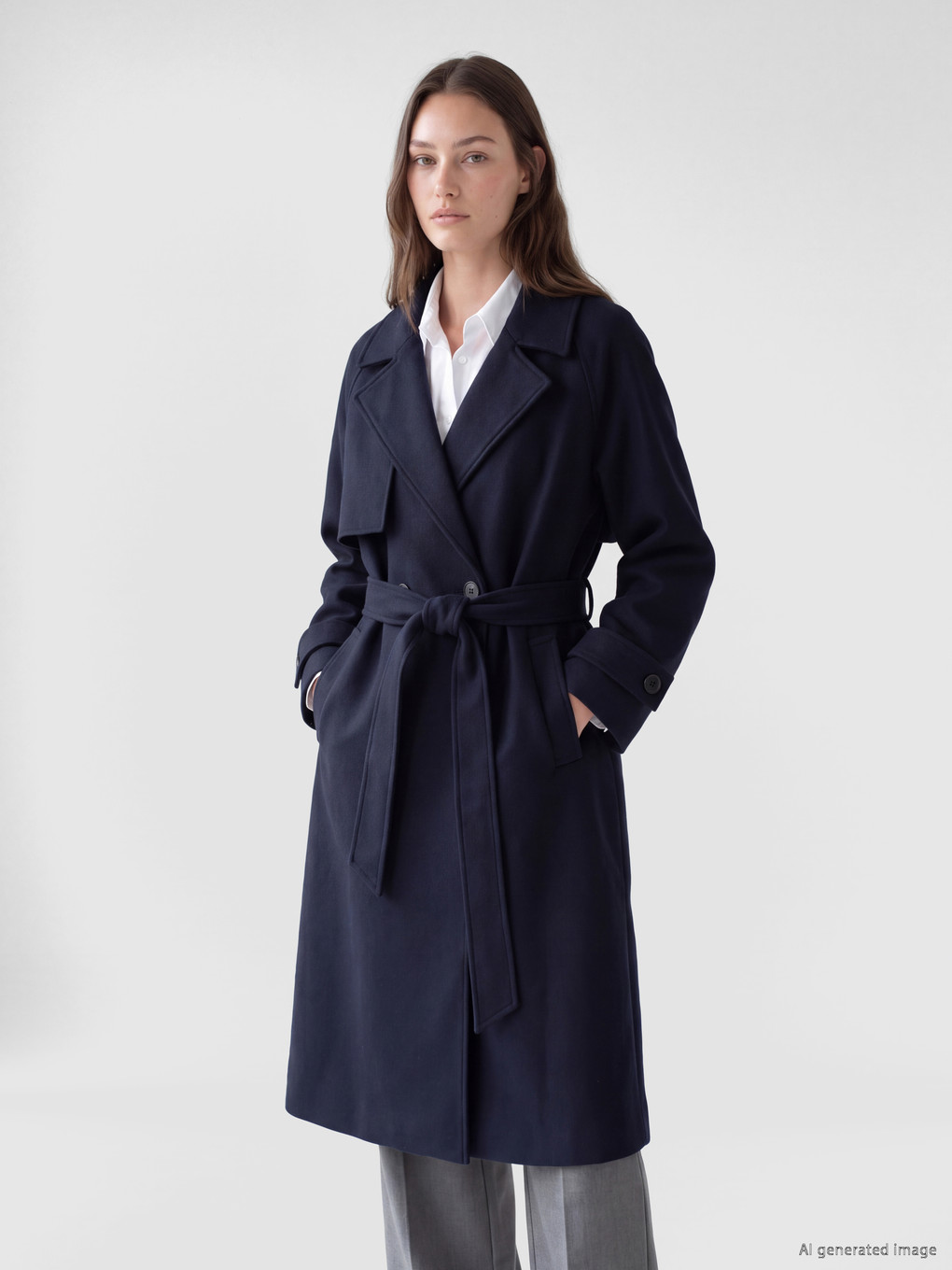 Double Breasted Collar Women's Cachet Overcoat
