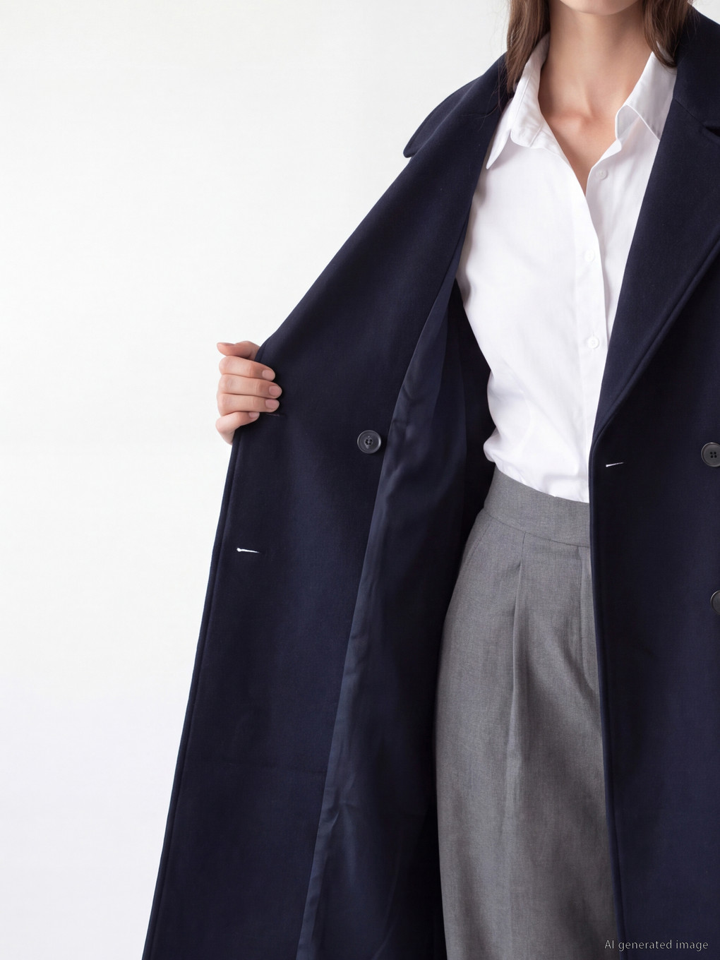 Double Breasted Collar Women's Cachet Overcoat-3