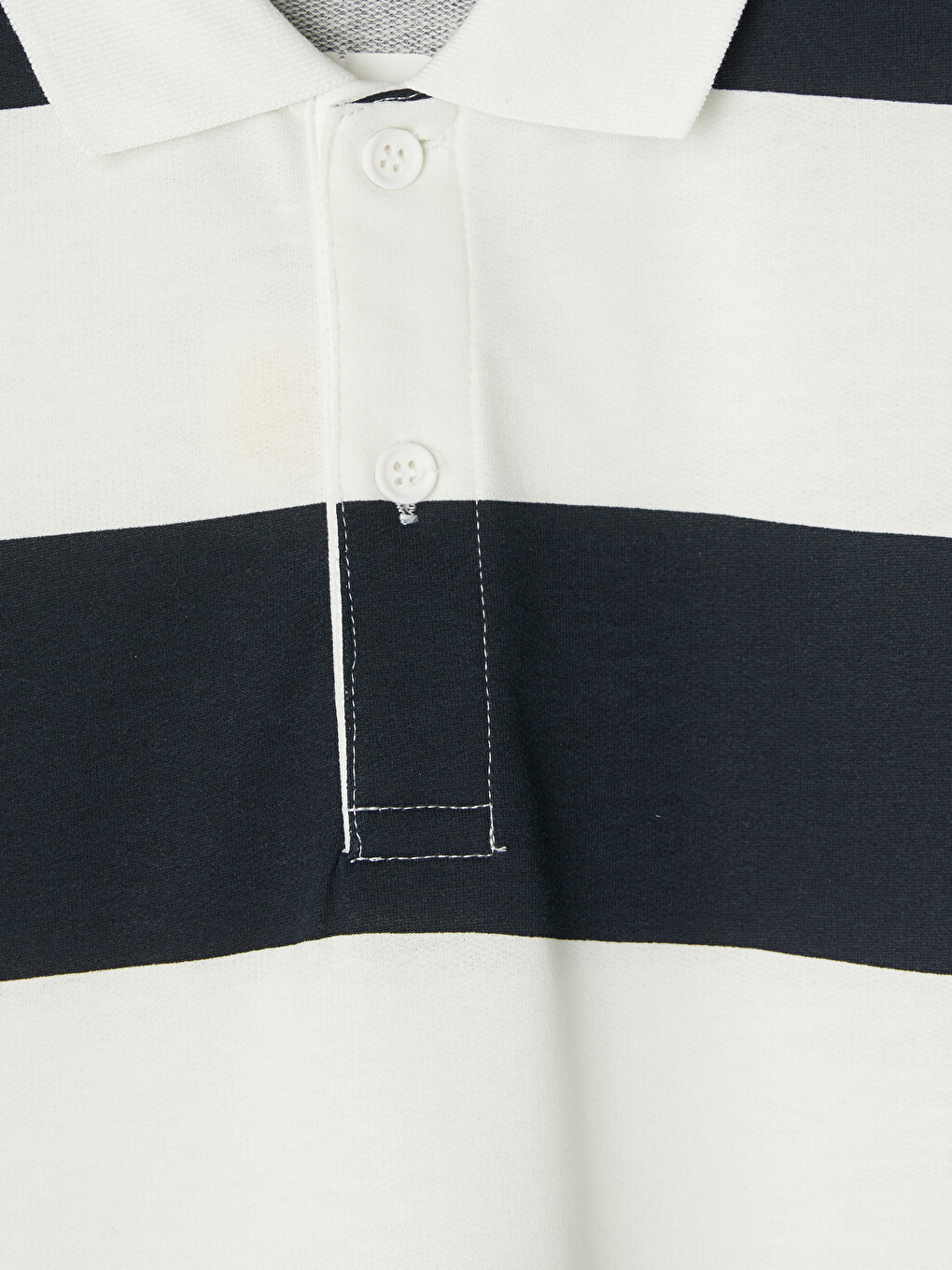 Lacivert Polo Yaka Renk Bloklu Erkek Sweatshirt-4