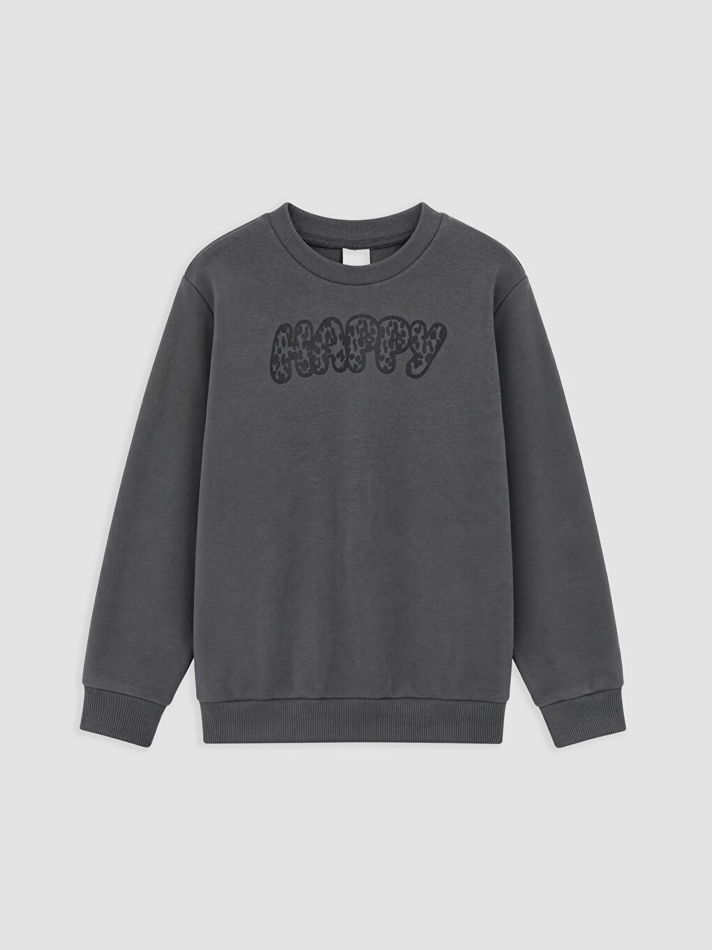 Gri Baskılı Kız Çocuk Kalın Sweatshirt