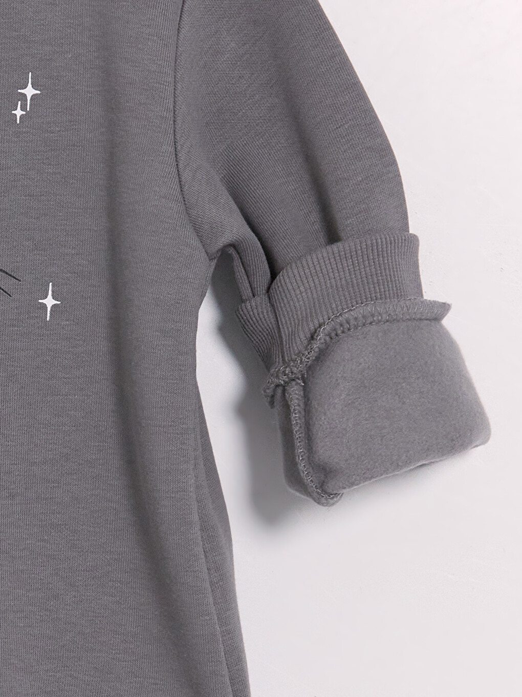 Gri Baskılı Kız Çocuk Kalın Sweatshirt-3