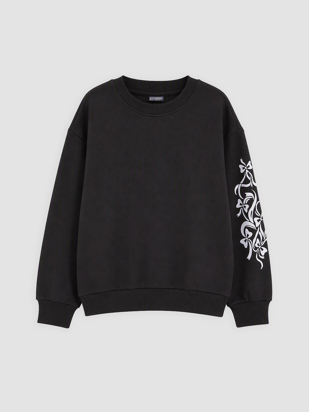 Siyah Baskılı Kız Çocuk Sweatshirt