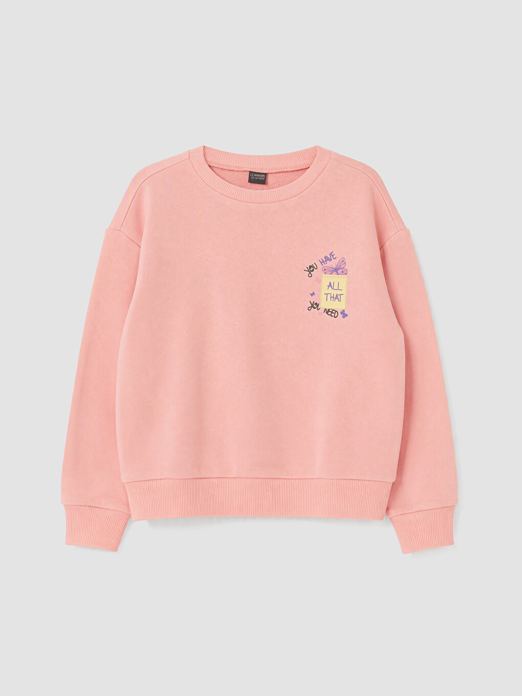Pembe Baskılı Kız Çocuk Sweatshirt