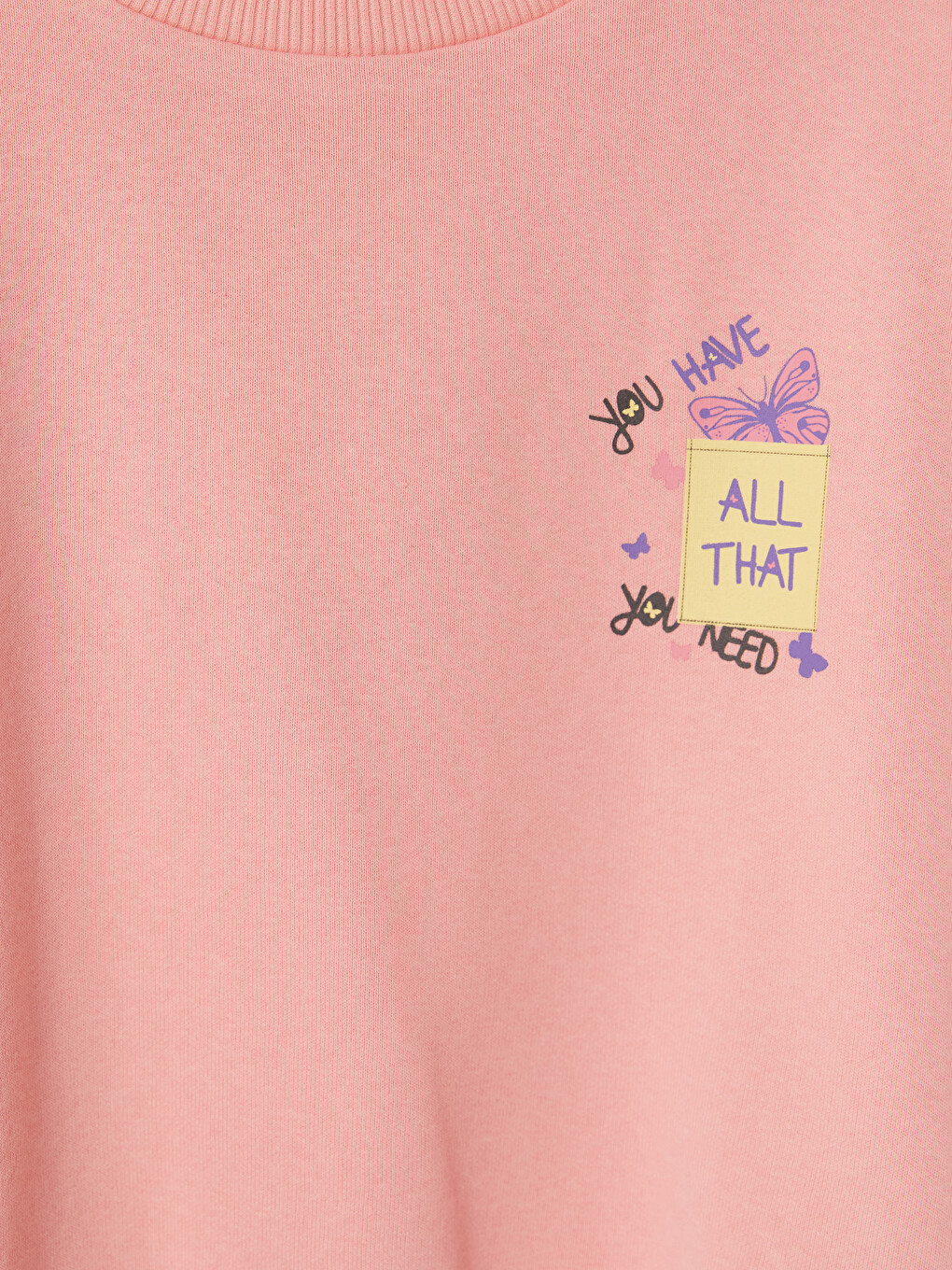 Pembe Baskılı Kız Çocuk Sweatshirt-1