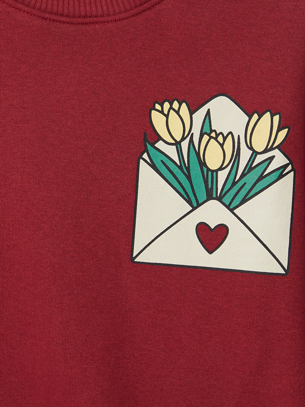 Bordo Baskılı Kız Çocuk Kalın Sweatshirt-1
