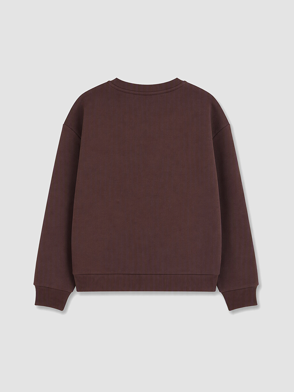 Kahverengi Baskılı Kız Çocuk Kalın Sweatshirt-3