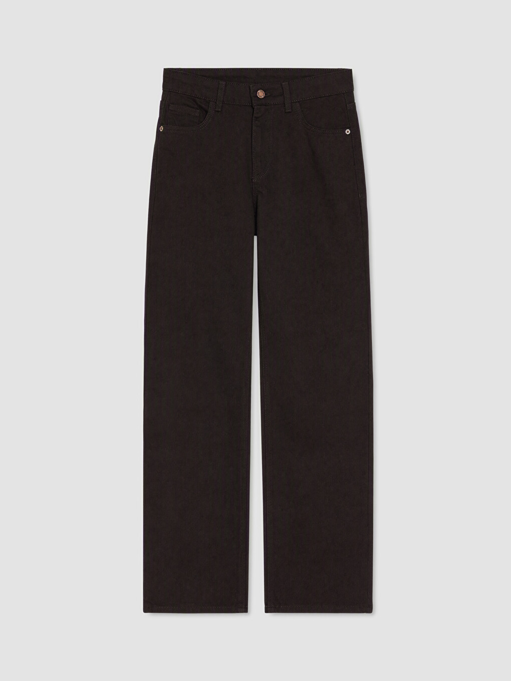 Kahverengi Straight Fit Kadın Jean Pantolon-4